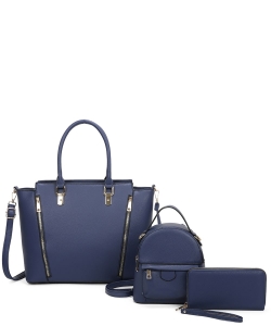 3in1 Pebble Textured Satchel Bag Set LF2015T3 BLUE